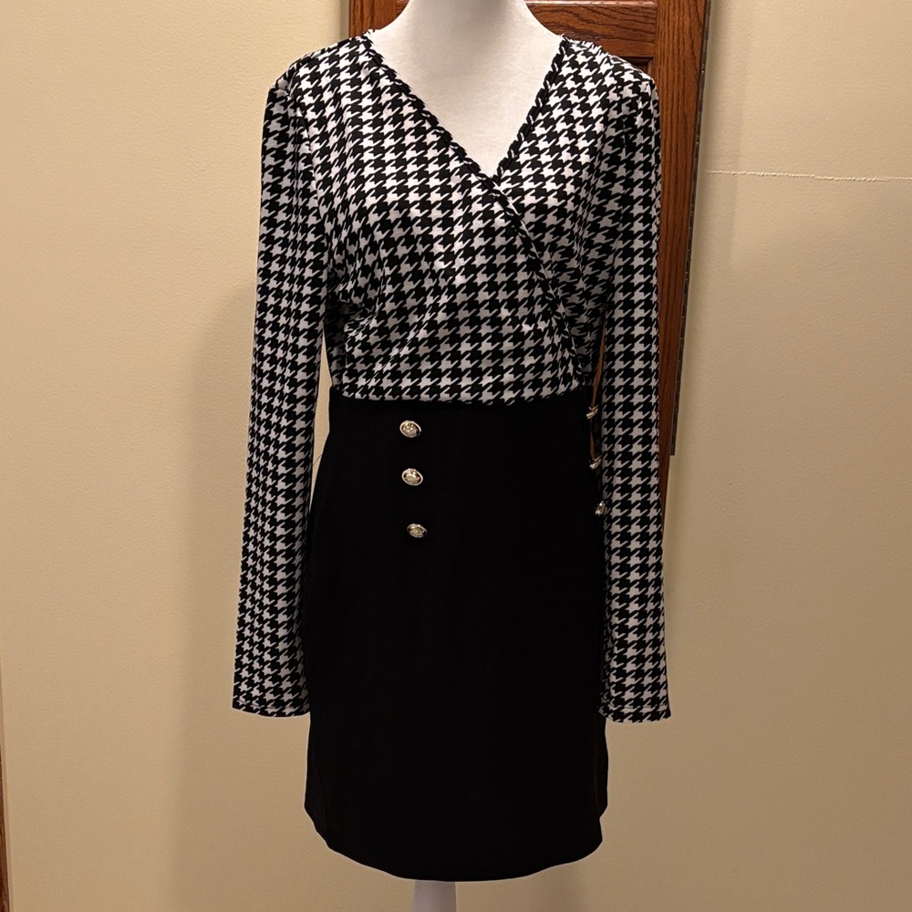 SHEIN Black and White Houndstooth dress  - size US 12